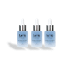 Timeline graphic for the Lumis Skincare 90-Day Glow Up Kit, showing the 3-month skin transformation process